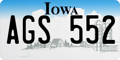 IA license plate AGS552