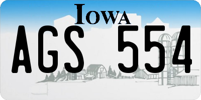 IA license plate AGS554