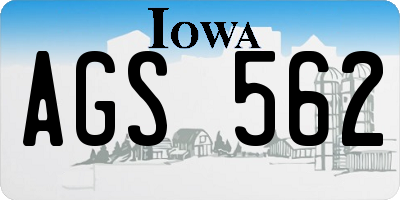 IA license plate AGS562