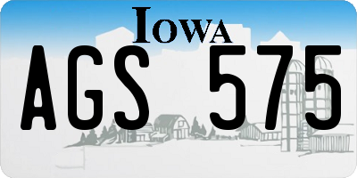 IA license plate AGS575