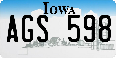 IA license plate AGS598