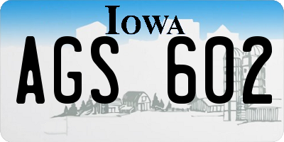 IA license plate AGS602