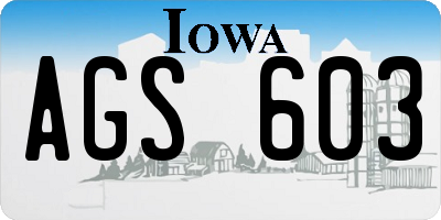IA license plate AGS603