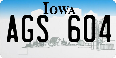 IA license plate AGS604