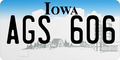 IA license plate AGS606
