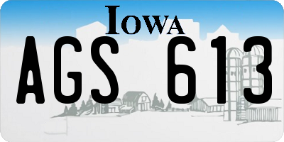 IA license plate AGS613