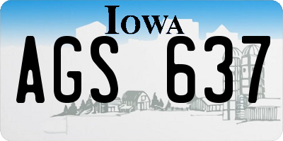 IA license plate AGS637