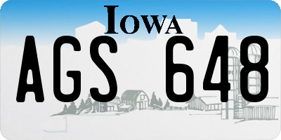 IA license plate AGS648
