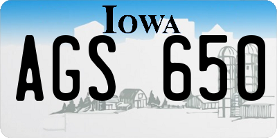 IA license plate AGS650