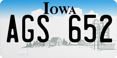 IA license plate AGS652