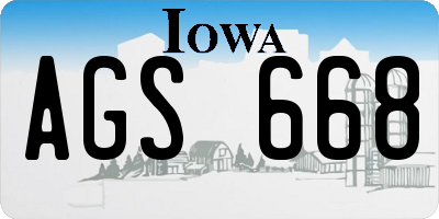 IA license plate AGS668