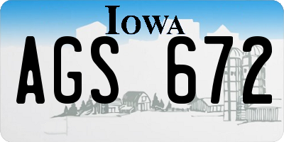 IA license plate AGS672