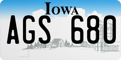 IA license plate AGS680