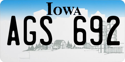 IA license plate AGS692