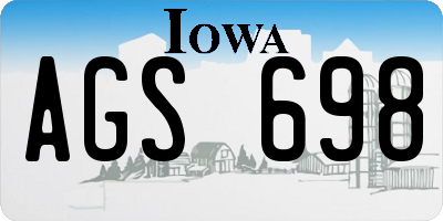 IA license plate AGS698