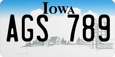 IA license plate AGS789