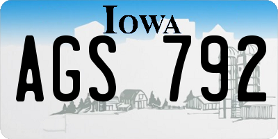 IA license plate AGS792