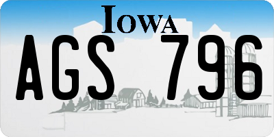 IA license plate AGS796