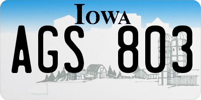 IA license plate AGS803