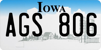 IA license plate AGS806