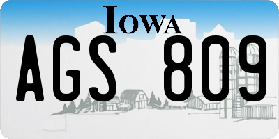 IA license plate AGS809