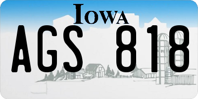 IA license plate AGS818