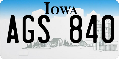 IA license plate AGS840