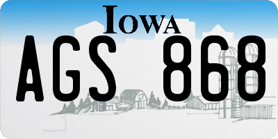 IA license plate AGS868
