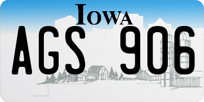 IA license plate AGS906