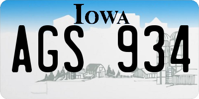 IA license plate AGS934