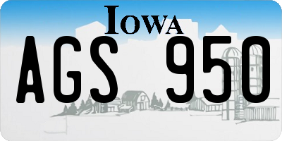 IA license plate AGS950