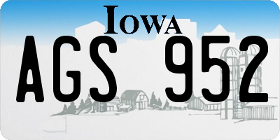 IA license plate AGS952