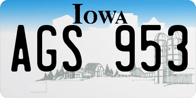 IA license plate AGS953