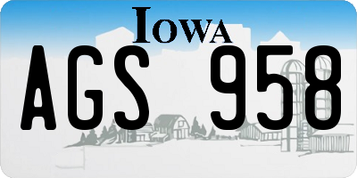 IA license plate AGS958