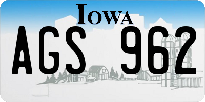IA license plate AGS962