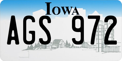 IA license plate AGS972