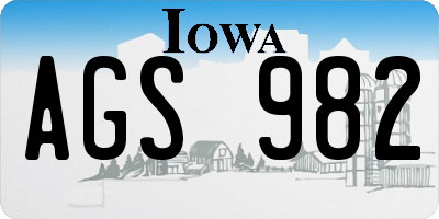 IA license plate AGS982