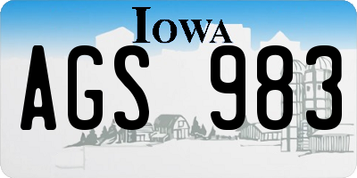 IA license plate AGS983