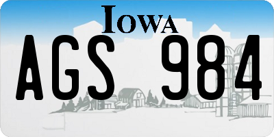 IA license plate AGS984
