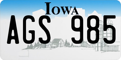 IA license plate AGS985