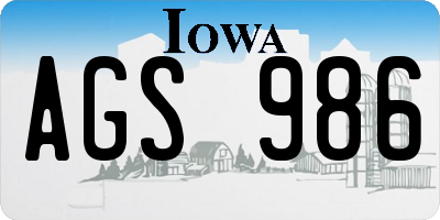 IA license plate AGS986