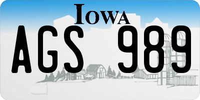 IA license plate AGS989