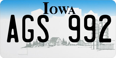 IA license plate AGS992