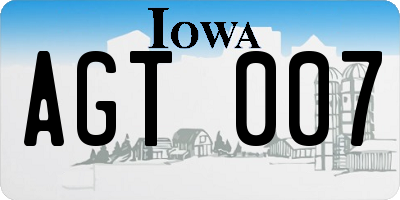 IA license plate AGT007