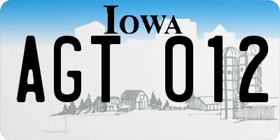 IA license plate AGT012