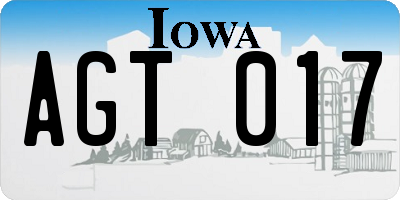 IA license plate AGT017