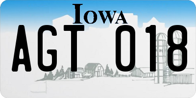 IA license plate AGT018