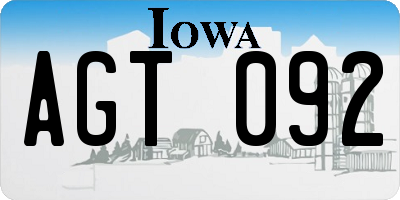 IA license plate AGT092