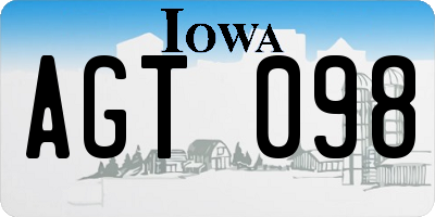 IA license plate AGT098