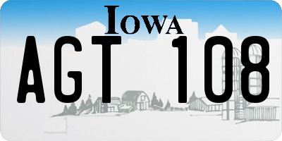 IA license plate AGT108